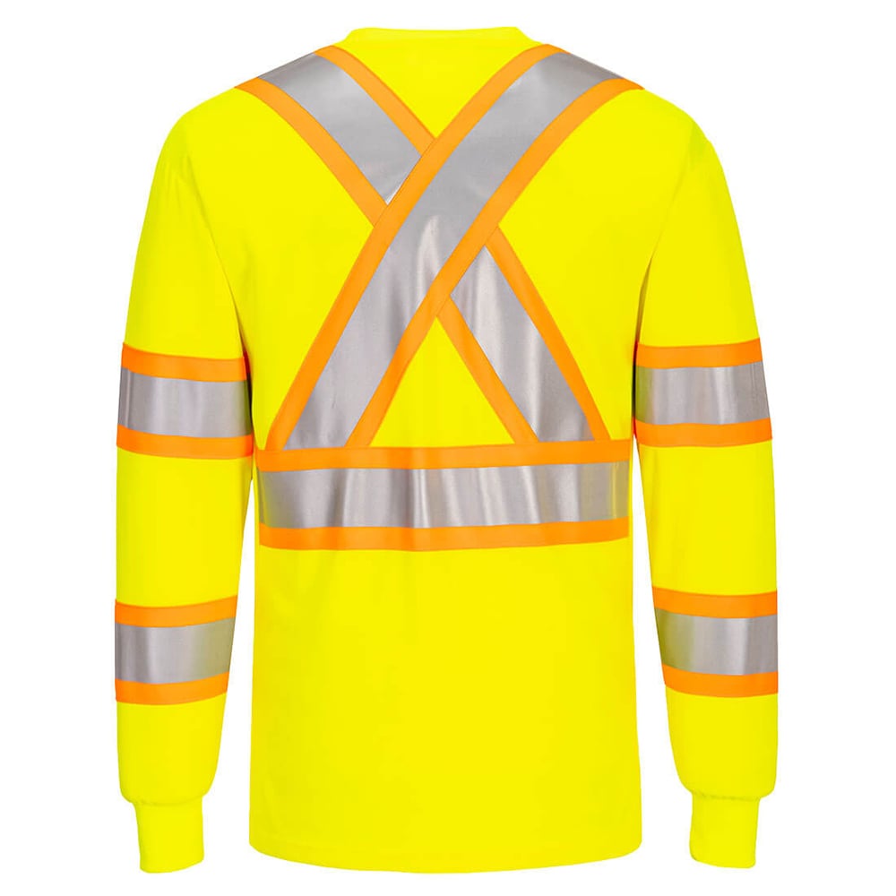 Portwest CA111 Class 3 X-Back Long Sleeve T-Shirt with Contrast Tape