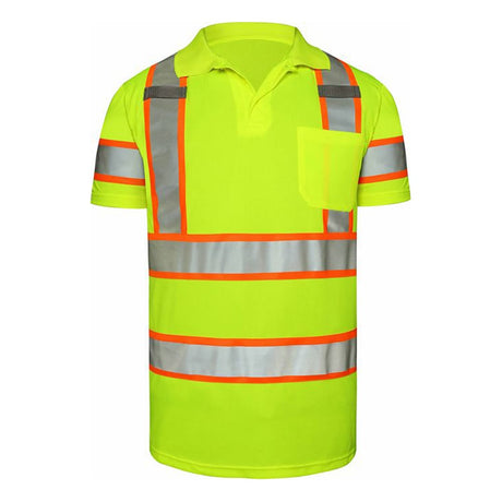 Class 3 Hi Vis Birdseye Short Sleeve Polo Shirt with Chest Pocket - Gorvex.com