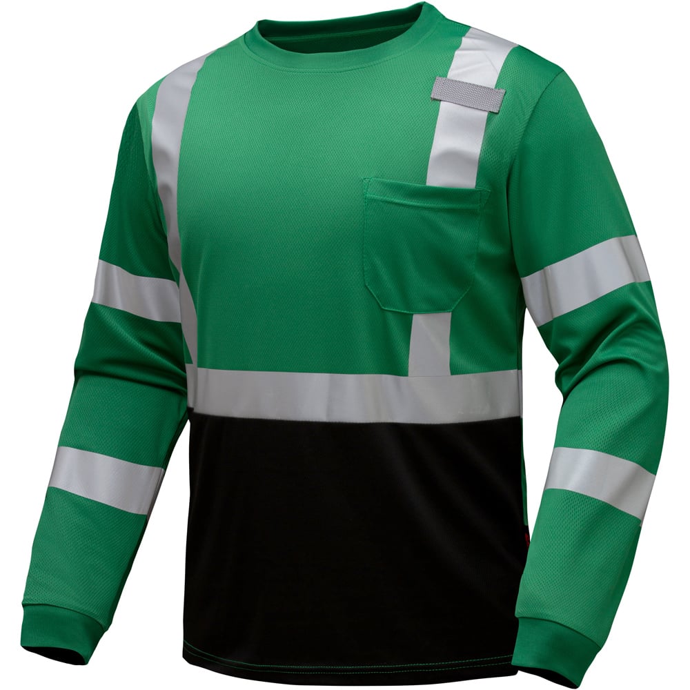 Colored Long Sleeve Safety T-Shirt with Black Bottom, Non - ANSI - Gorvex.com