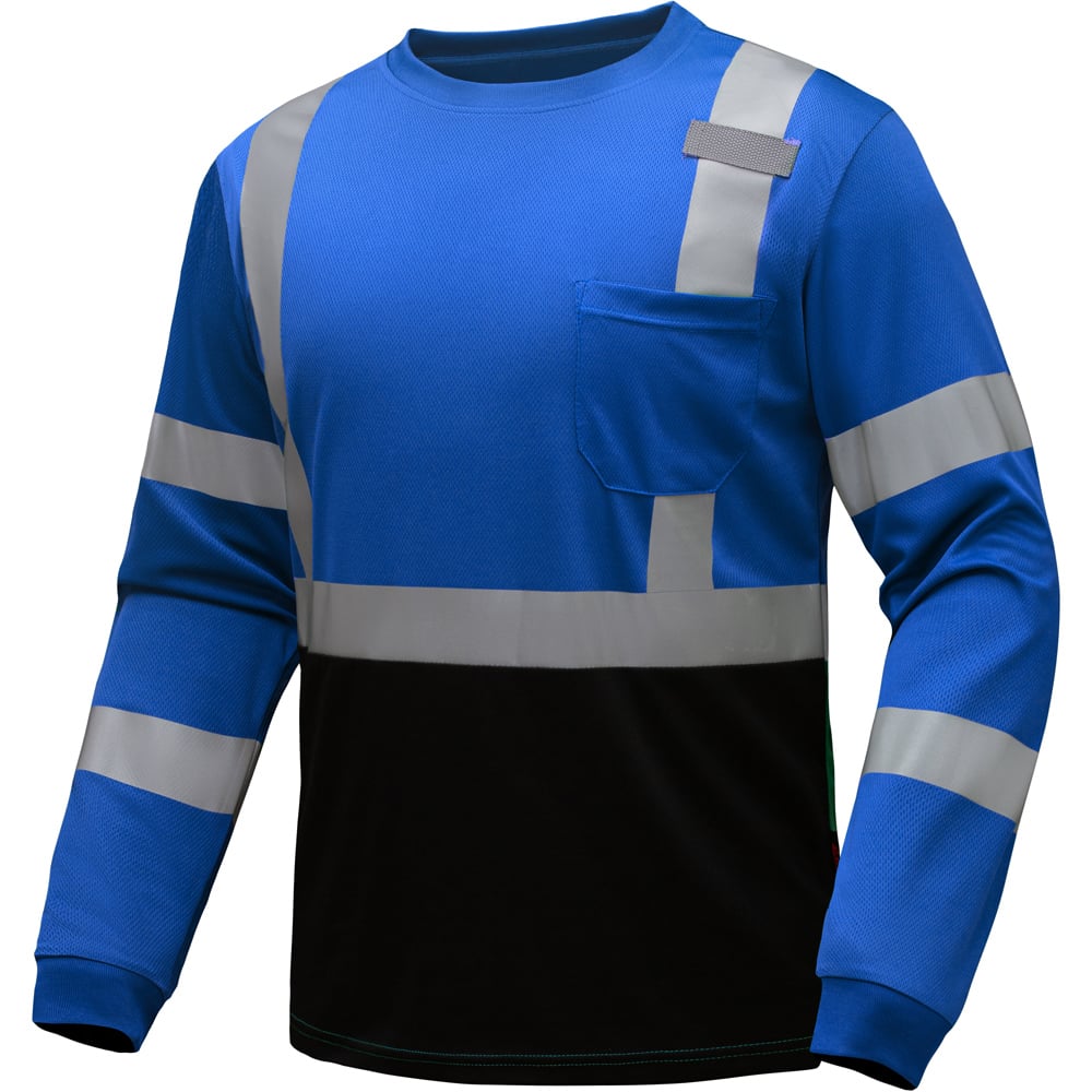 Colored Long Sleeve Safety T-Shirt with Black Bottom, Non - ANSI - Gorvex.com