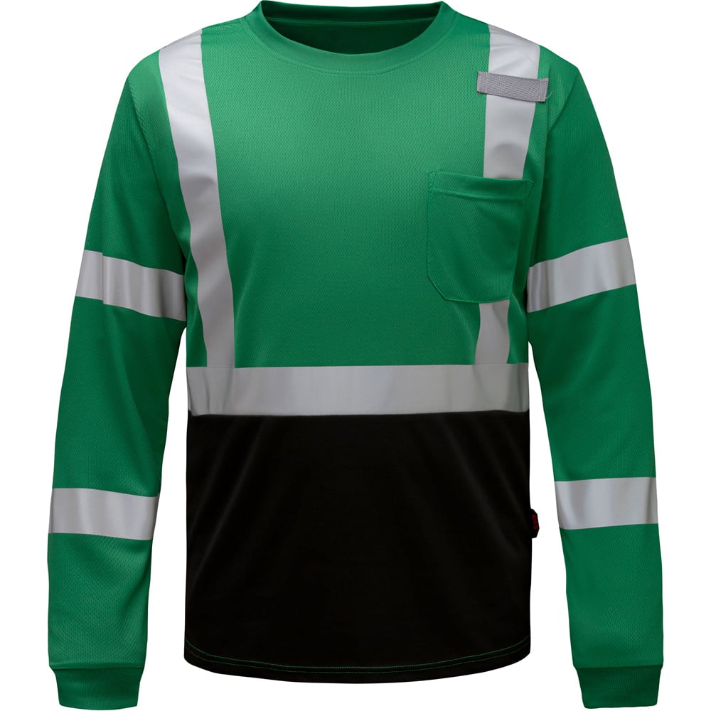 Colored Long Sleeve Safety T-Shirt with Black Bottom, Non - ANSI - Gorvex.com