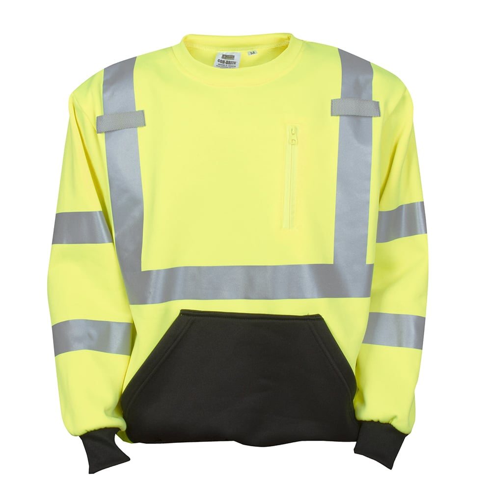 Cor - Brite™ Crew Neck Sweatshirt with Heat Applied Reflective Tape - Gorvex.com