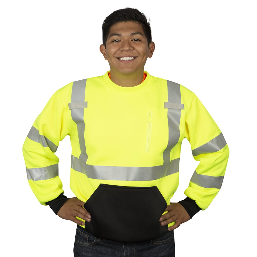 Cor - Brite™ Crew Neck Sweatshirt with Heat Applied Reflective Tape - Gorvex.com