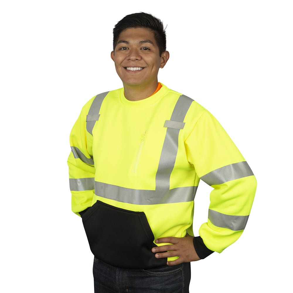 Cor - Brite™ Crew Neck Sweatshirt with Heat Applied Reflective Tape - Gorvex.com