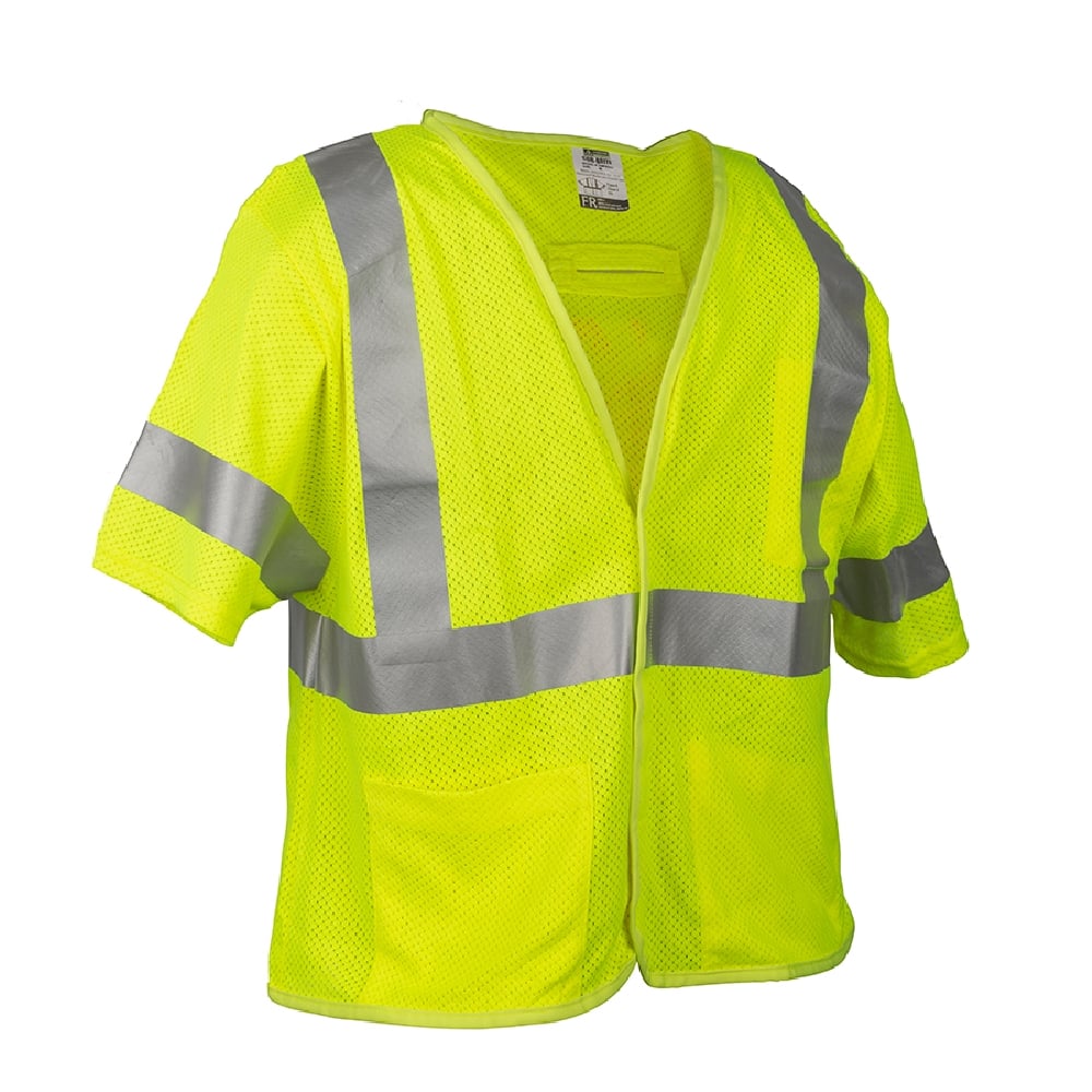 Cor - Brite™ FR Modacrylic Sleeved Mesh Vest with Heat Applied Tape - Gorvex.com