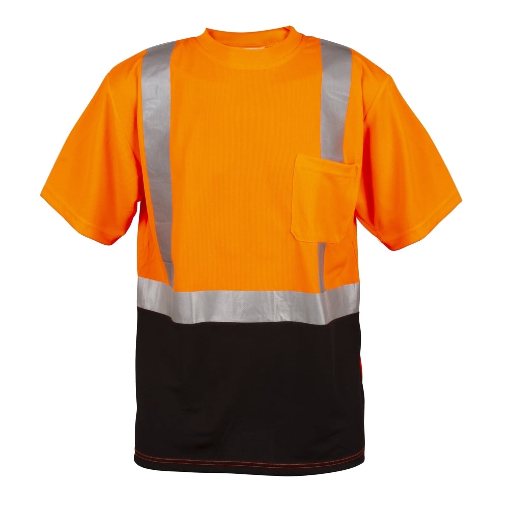 Cor - Brite® Hi Vis Birdseye Short Sleeved Shirt with Black Front Panel - Gorvex.com