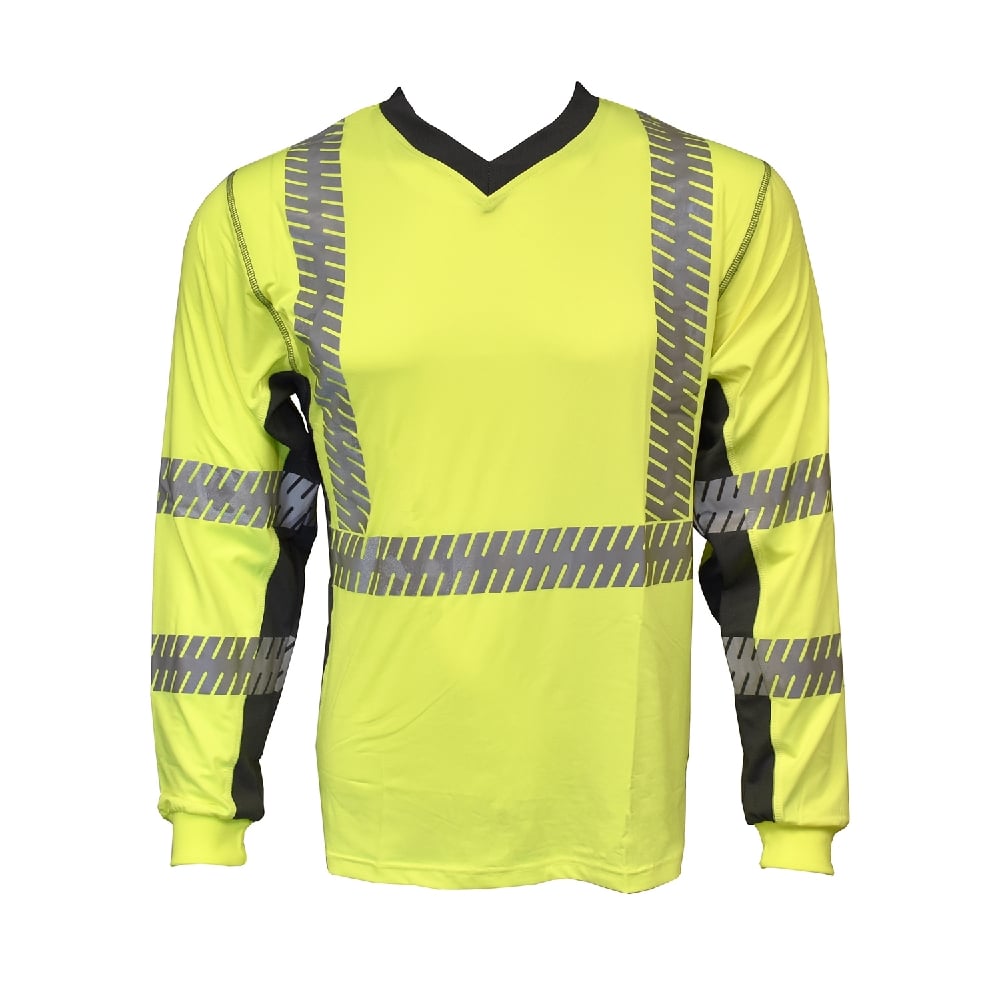 COR - BRITE® Hi Vis Long Sleeve Shirt, Side Panels + Heat Transfer Tape - Gorvex.com