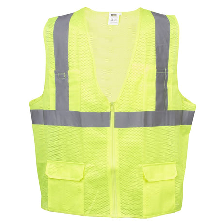 COR - BRITE® Hi Vis Mesh Surveyor's Vest with 6 Pockets and Zipper Closure - Gorvex.com