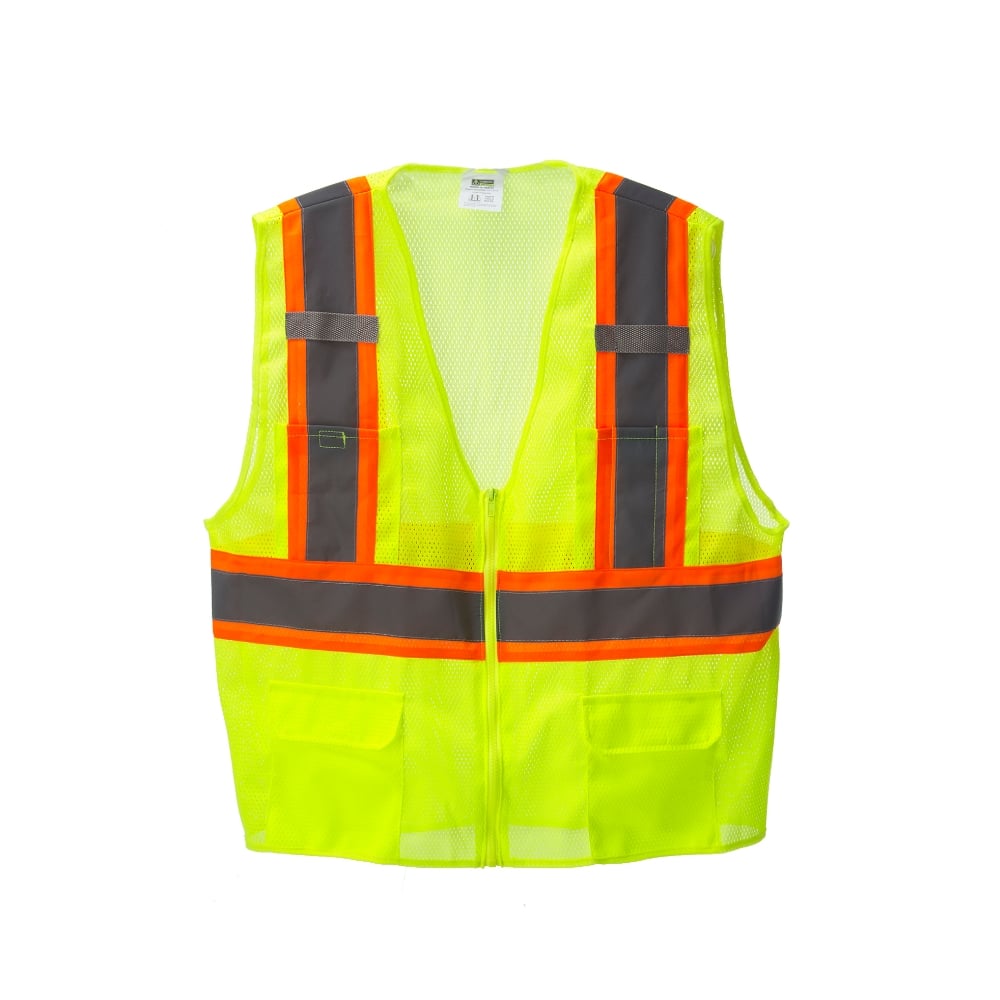 COR - BRITE® Hi Vis Mesh Surveyor's Vest/Contrasting Tapes and 2 Mic Tab - Gorvex.com