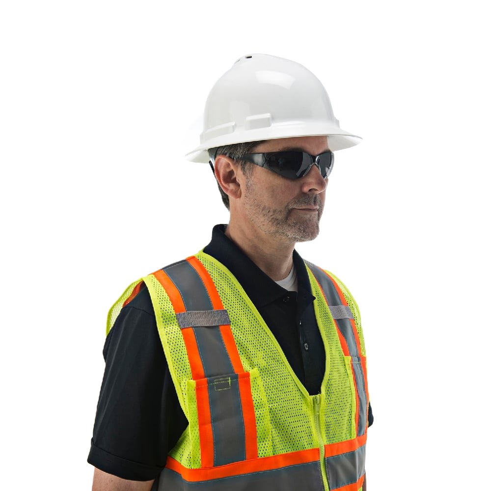 COR - BRITE® Hi Vis Mesh Surveyor's Vest/Contrasting Tapes and 2 Mic Tab - Gorvex.com