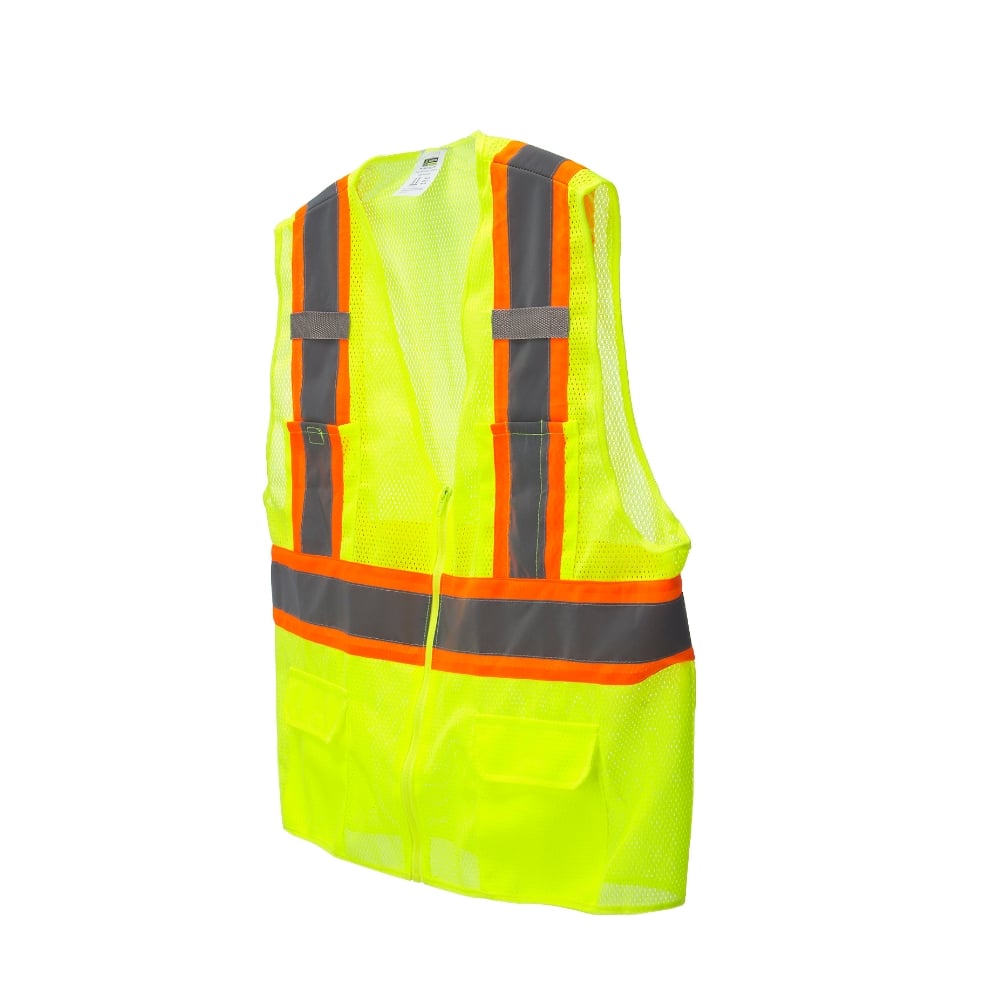 COR - BRITE® Hi Vis Mesh Surveyor's Vest/Contrasting Tapes and 2 Mic Tab - Gorvex.com