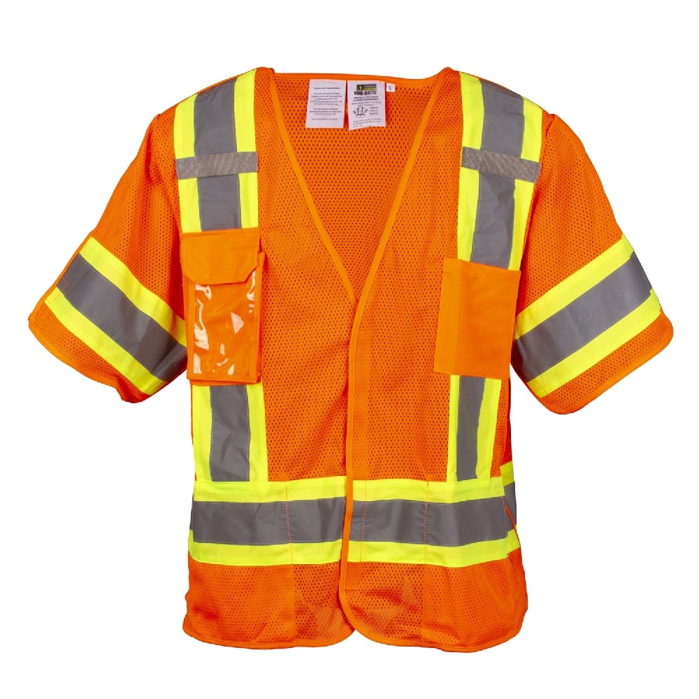 Cor - Brite™ Hi Vis Self - Extinguishing FR Vest with Contrasting Tape - Gorvex.com