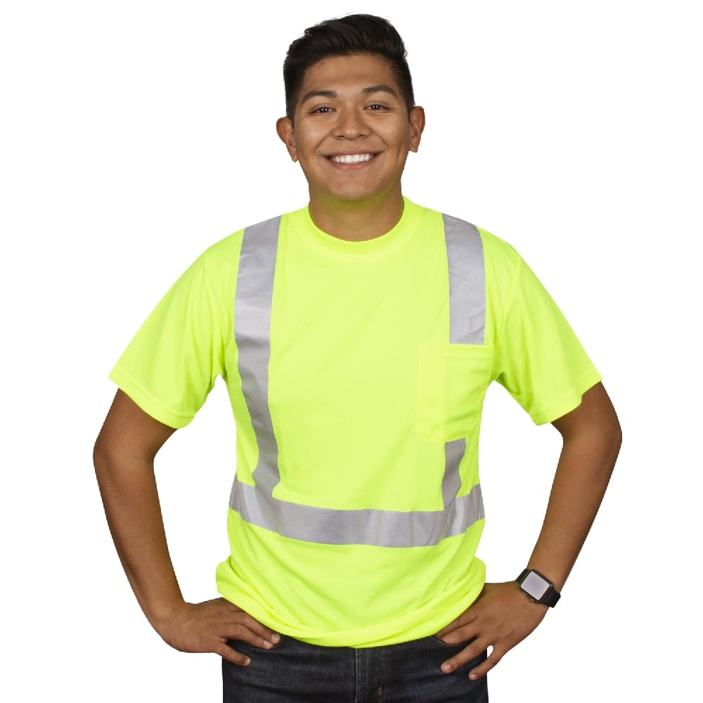 Cor - Brite® Hi Vis Short Sleeved Shirt, Reflective Tape & Chest Pocket - Gorvex.com