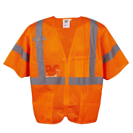 Cor - Brite™ Hi Vis Sleeved Mesh Vest with Zipper Closure + 4 Pockets - Gorvex.com