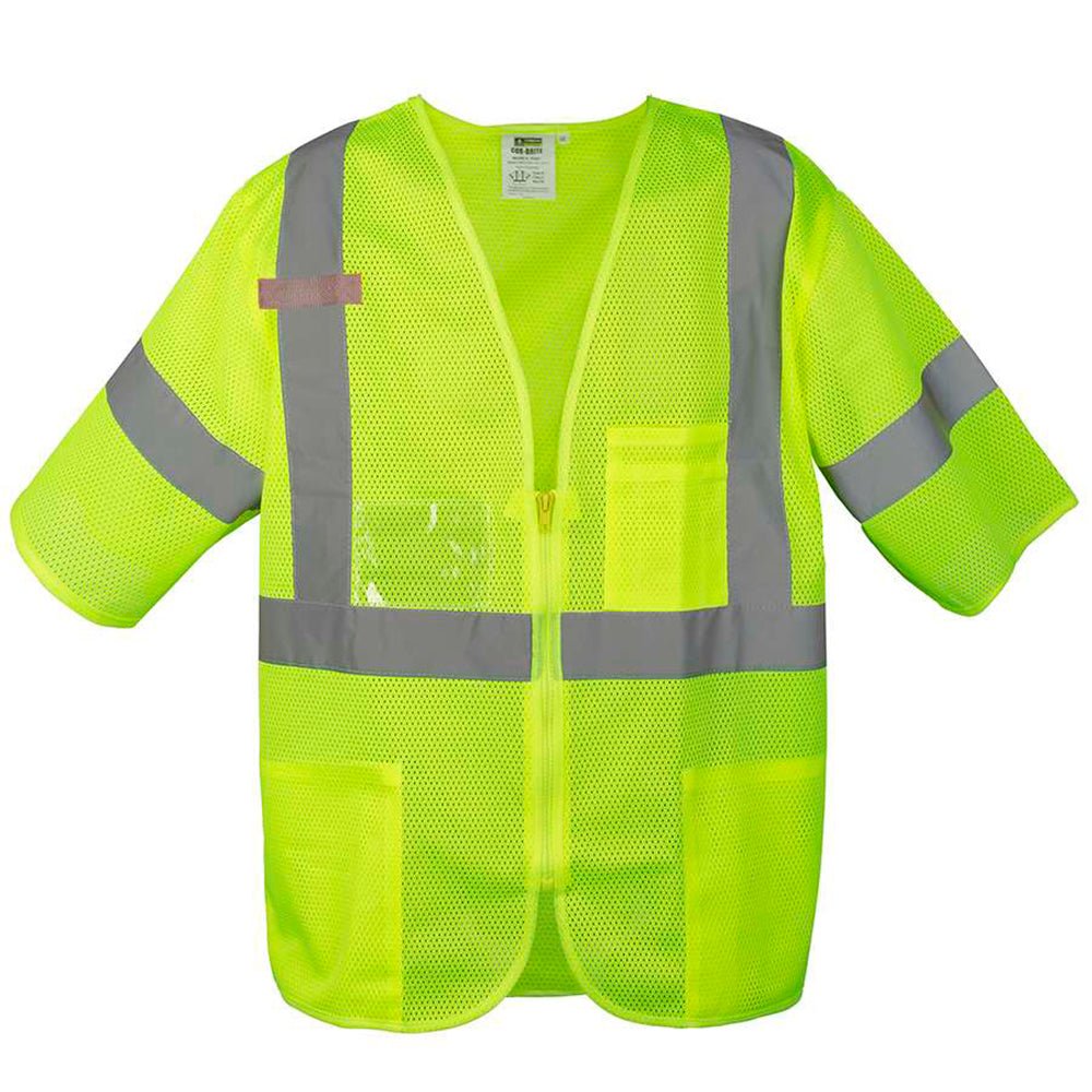 Cor - Brite™ Hi Vis Sleeved Mesh Vest with Zipper Closure + 4 Pockets - Gorvex.com