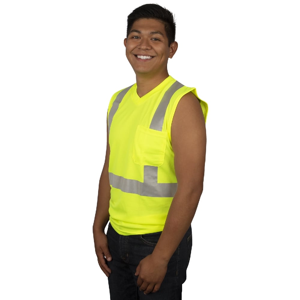 Cor - Brite® Hi Vis Sleeveless Shirt with Heat Applied Reflective Tape - Gorvex.com