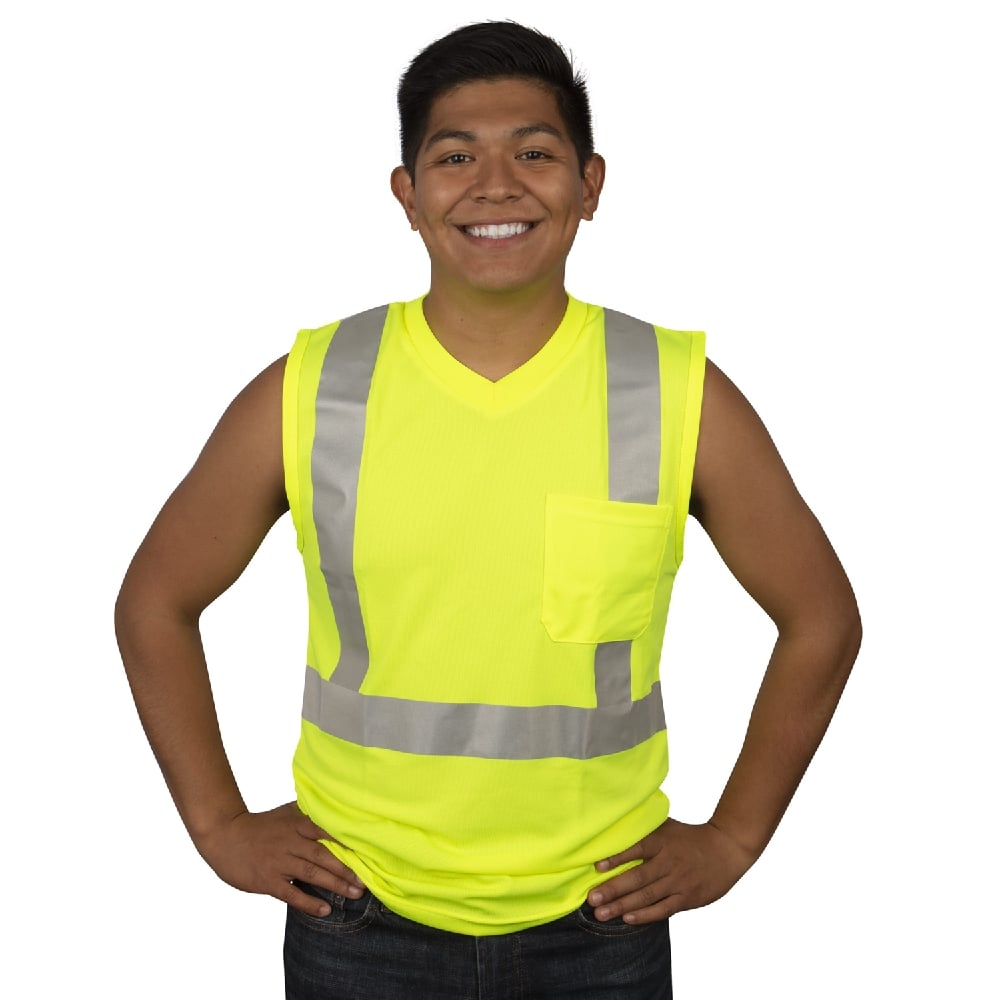 Cor - Brite® Hi Vis Sleeveless Shirt with Heat Applied Reflective Tape - Gorvex.com