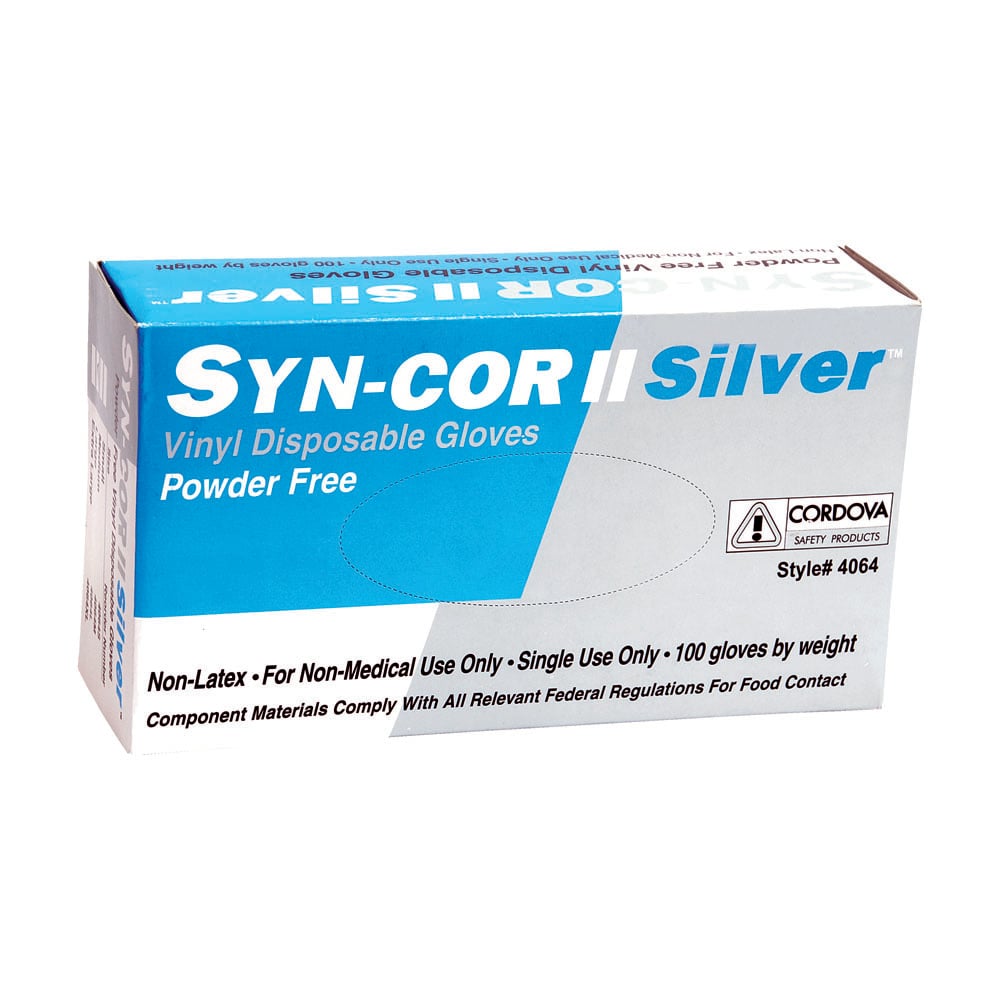 Cordova 4064 Syn - Cor Silver II™ Commodity Grade Disposable Vinyl Glove, 1 case (10 boxes) - Gorvex.com