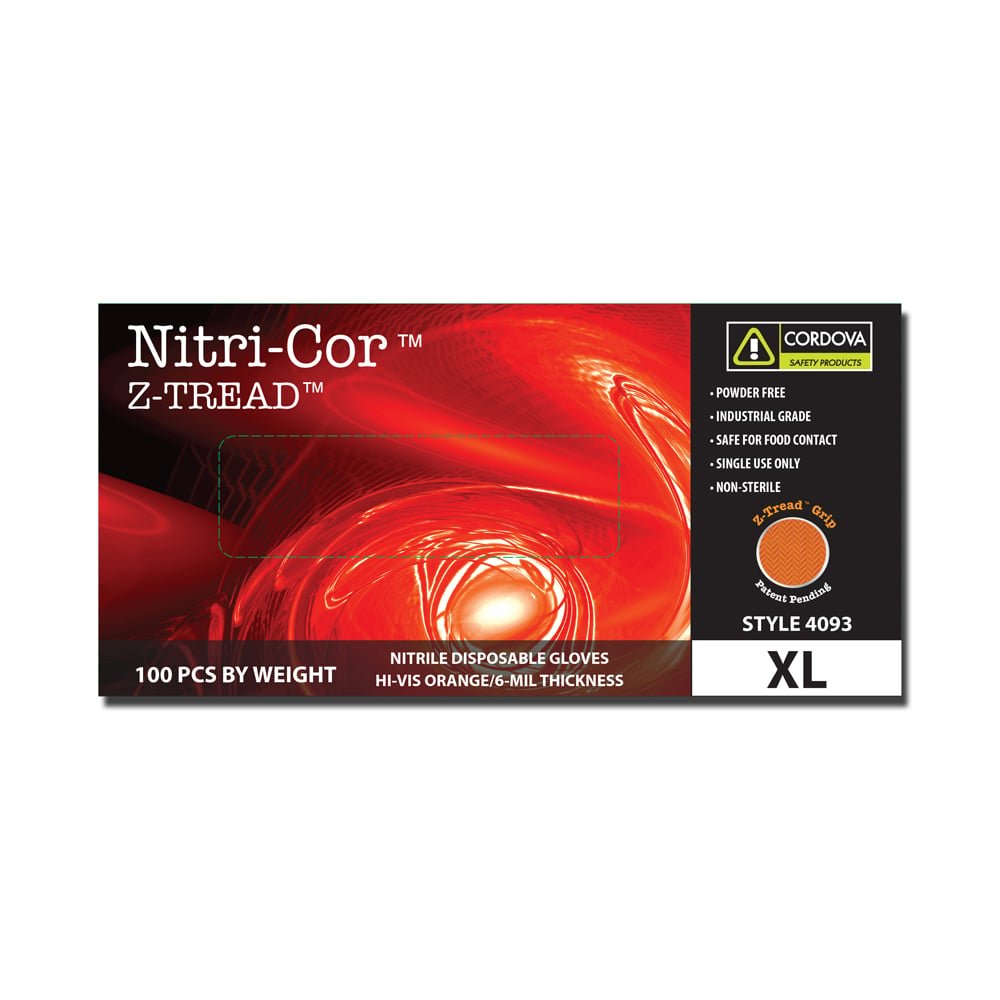 Cordova 4093/4 Nitri - Cor® Z - Tread Food Service - Grade Disposable Nitrile Glove, 1 case (10 boxes) - Gorvex.com