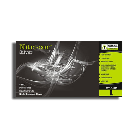 Cordova 4095 Nitri - Cor® Silver 4 - mil Nitrile Disposable Glove, 1 case (10 boxes) - Gorvex.com