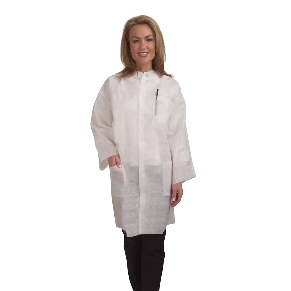 Cordova Heavy Weight Polypropylene Lab Coat with Chest & Waist Pocket, 1 case (50 pieces) - Gorvex.com