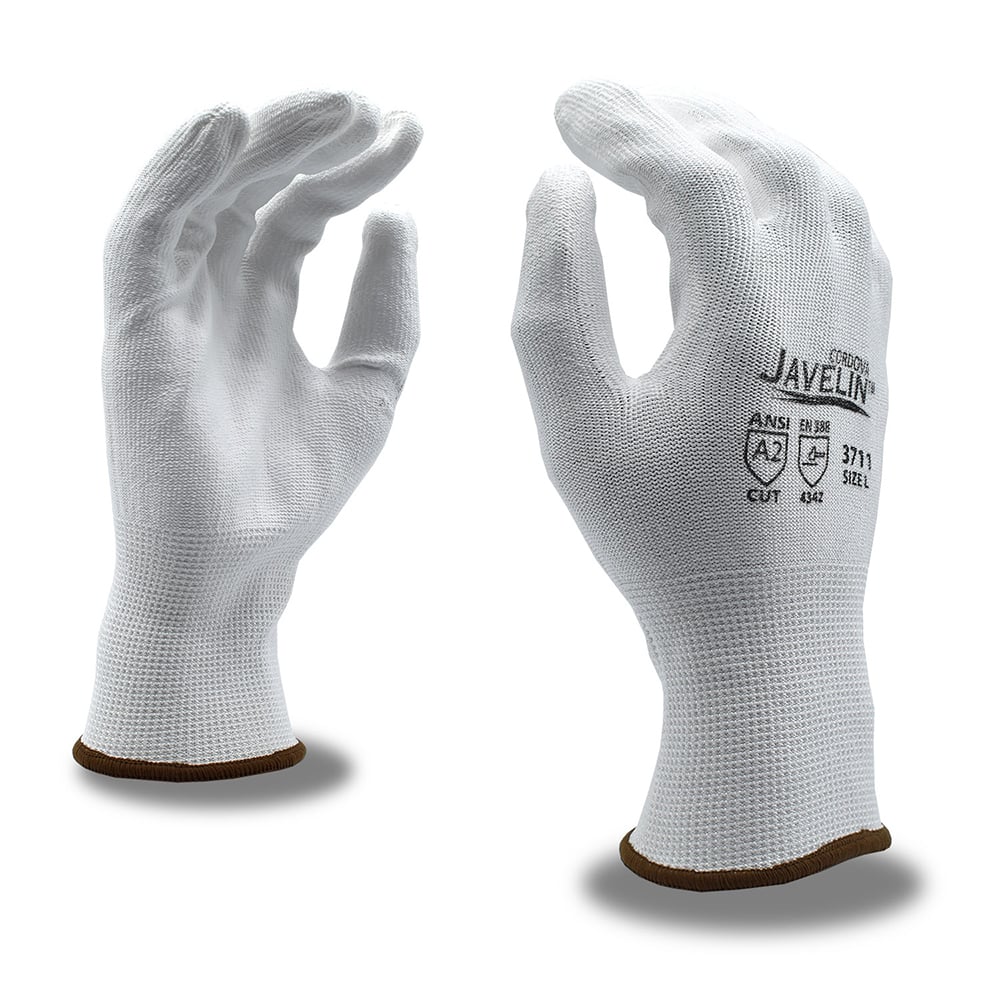 Cordova Javelin™ White HPPE PU Coated Gloves, ANSI A2, 1 pair - Gorvex.com