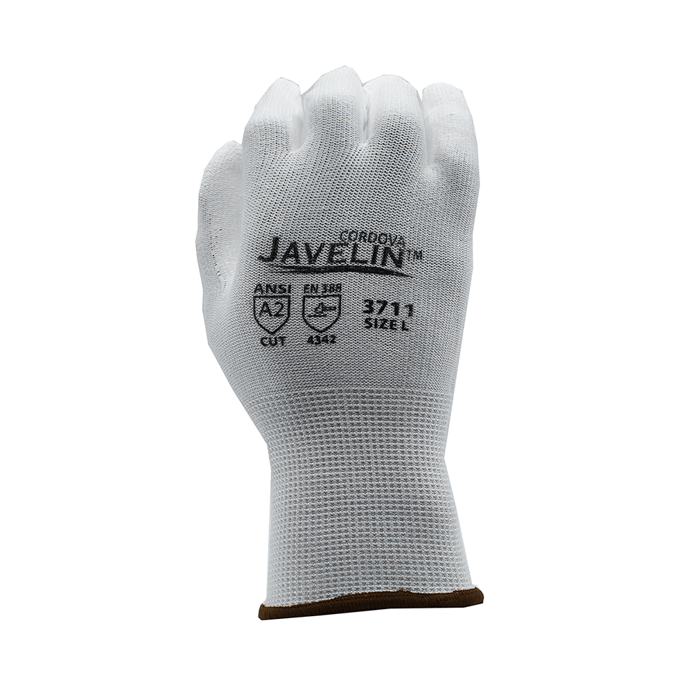 Cordova Javelin™ White HPPE PU Coated Gloves, ANSI A2, 1 pair - Gorvex.com