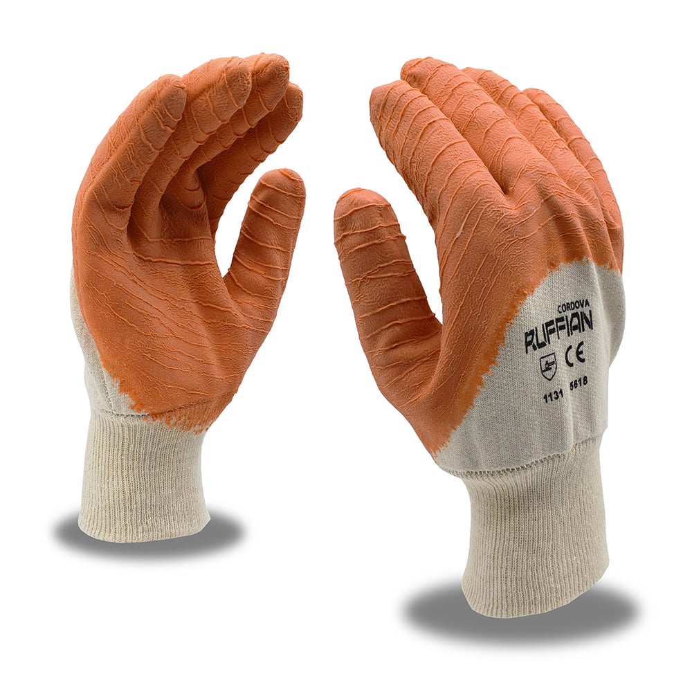 Cordova Ruffian™ Premium Jersey Lined Rubber Dipped Gloves, Knit Wrist, 1 dozen (12 pairs) - Gorvex.com