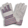 Cordova Split Leather Palm Glove/Striped Fabric Back + 2.5" Cuff, 1 dozen (12 pairs) - Gorvex.com