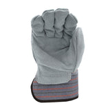 Cordova Split Leather Palm Glove/Striped Fabric Back + 2.5" Cuff, 1 dozen (12 pairs) - Gorvex.com