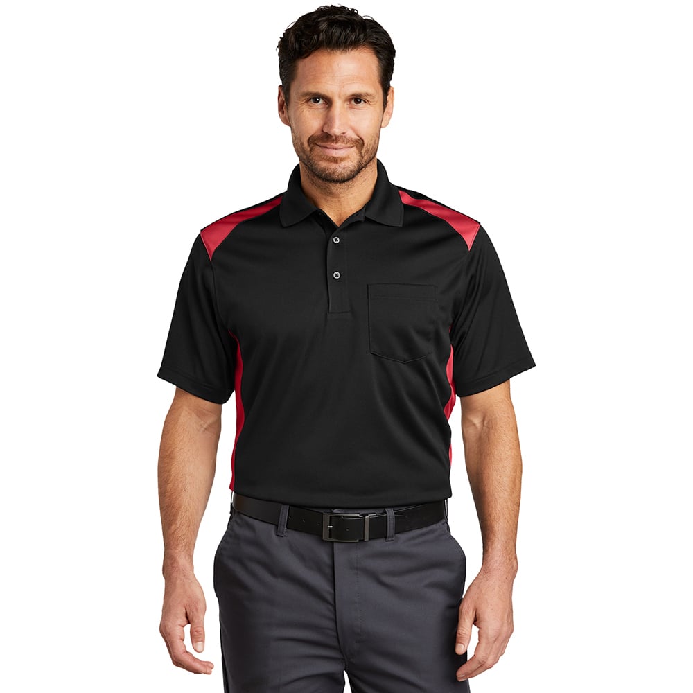 CornerStone CS416 Two Way Colorblock Polo with Pocket - Gorvex.com