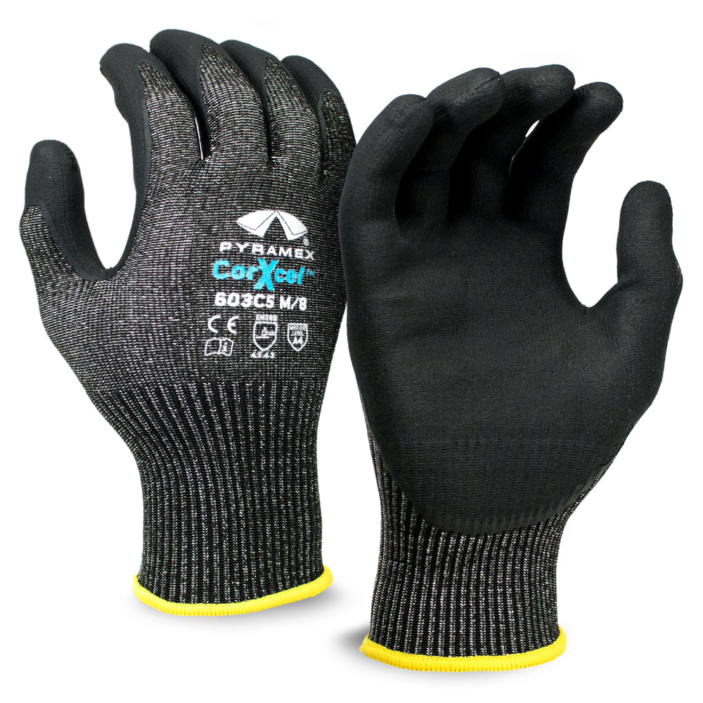 Pyramex All-Black Micro Foam Nitrile Gloves, GL603C5 Series, 1 pair