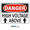 High Voltage Above With Up Arrows - Danger Sign, 10x14, Plastic