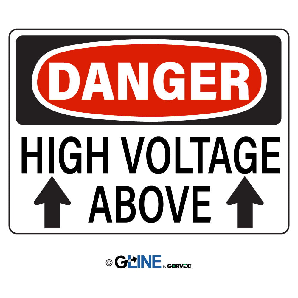 High Voltage Above With Up Arrows - Danger Sign, 10x14, Plastic