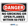 No Smoking or Open Flames Within 50 Ft - Danger Sign