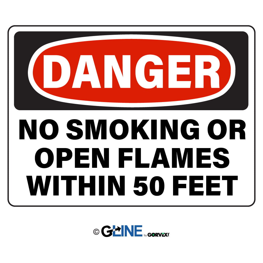 No Smoking or Open Flames Within 50 Ft - Danger Sign