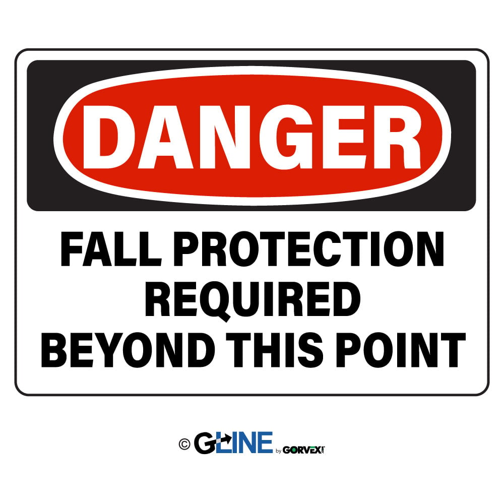 Fall Protection Required Beyond This Point - Danger Sign