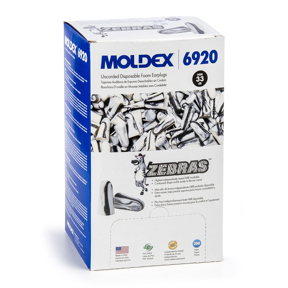 Moldex 6920 Zebras Uncorded Disposable Foam Earplug, 1 box (200 pairs)