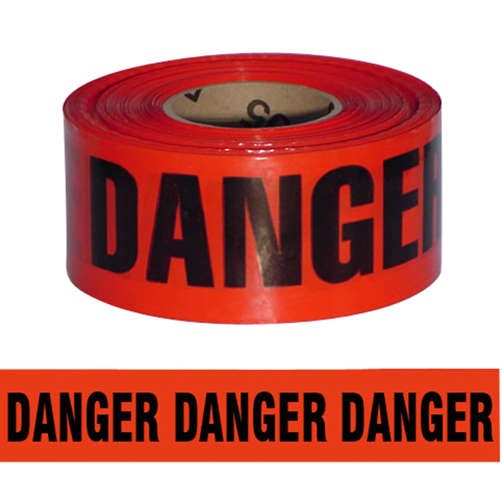 Danger - Barricade Tape, 3"x1000', Red - Gorvex.com