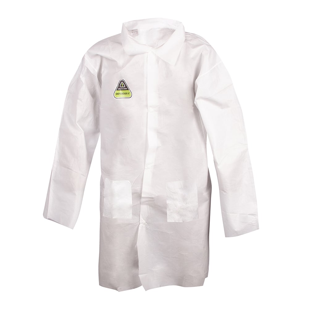 DEFENDER II™ Microporous Lab Coat with 4 - Snap Front, Collar + Pockets, 1 case (30 pieces) - Gorvex.com