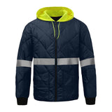 Diamond Quilted Waterproof Parka with Hi - Vis Lime Hood - Gorvex.com