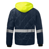 Diamond Quilted Waterproof Parka with Hi - Vis Lime Hood - Gorvex.com