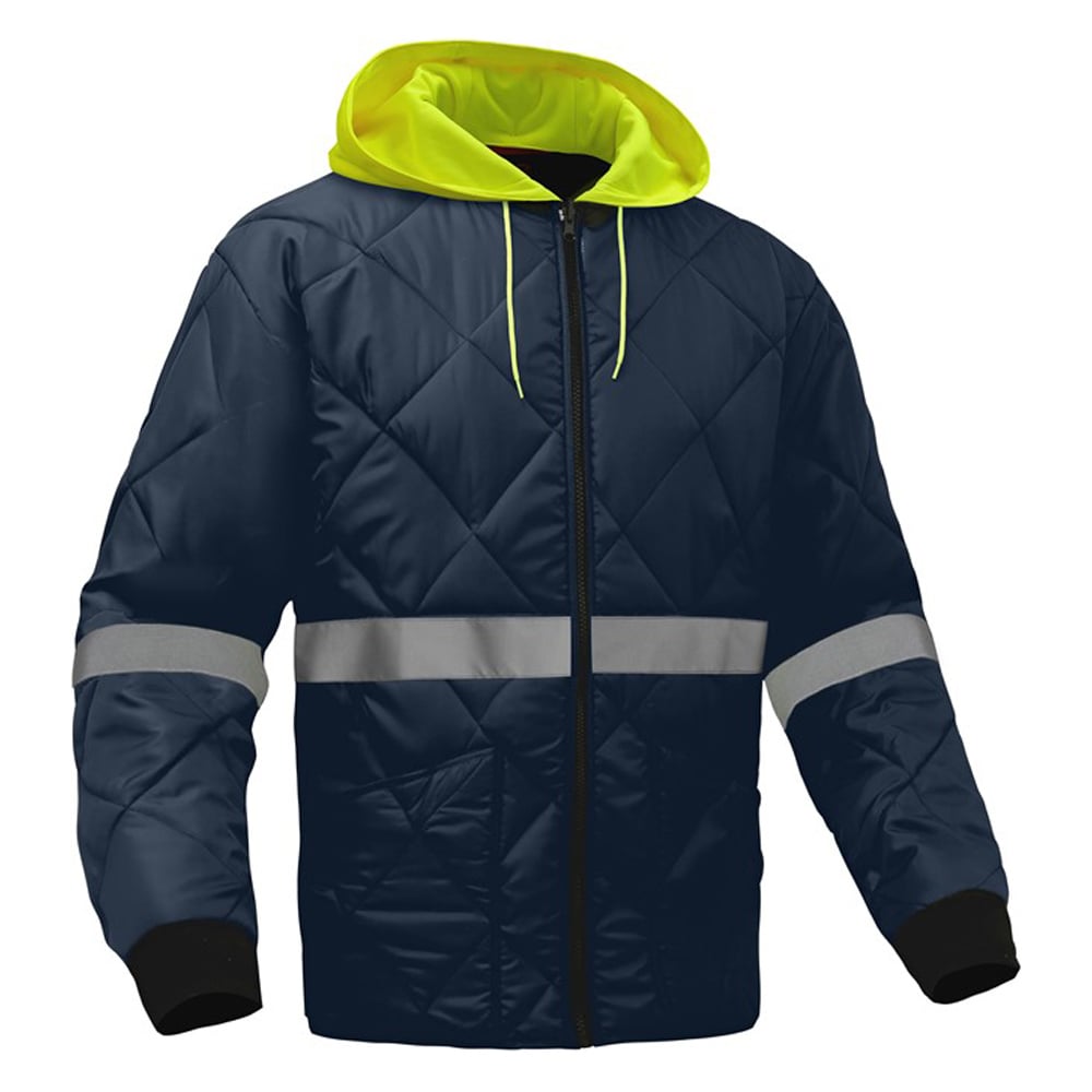 Diamond Quilted Waterproof Parka with Hi - Vis Lime Hood - Gorvex.com