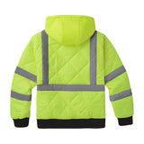 Diamond Quilted Waterproof Parka with Hi - Vis Lime Hood - Gorvex.com