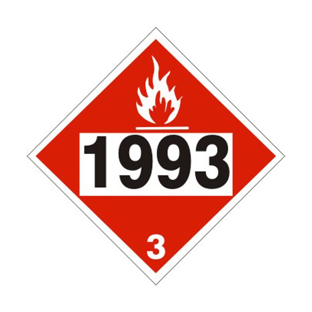 DOT Flame Picto 1993 Flammable Liquids n.o.s.  Fuel Oil Diesel - Class 3 Placard, 10.75, Adhesive Vinyl