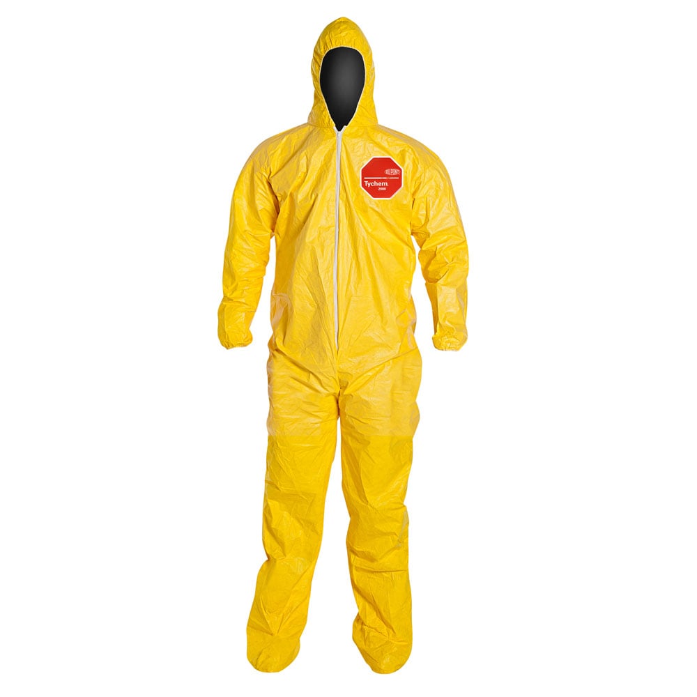 DuPont Tychem® 2000 QC122S Hooded Coverall with Attached Socks, 1 case (12 pieces) - Gorvex.com