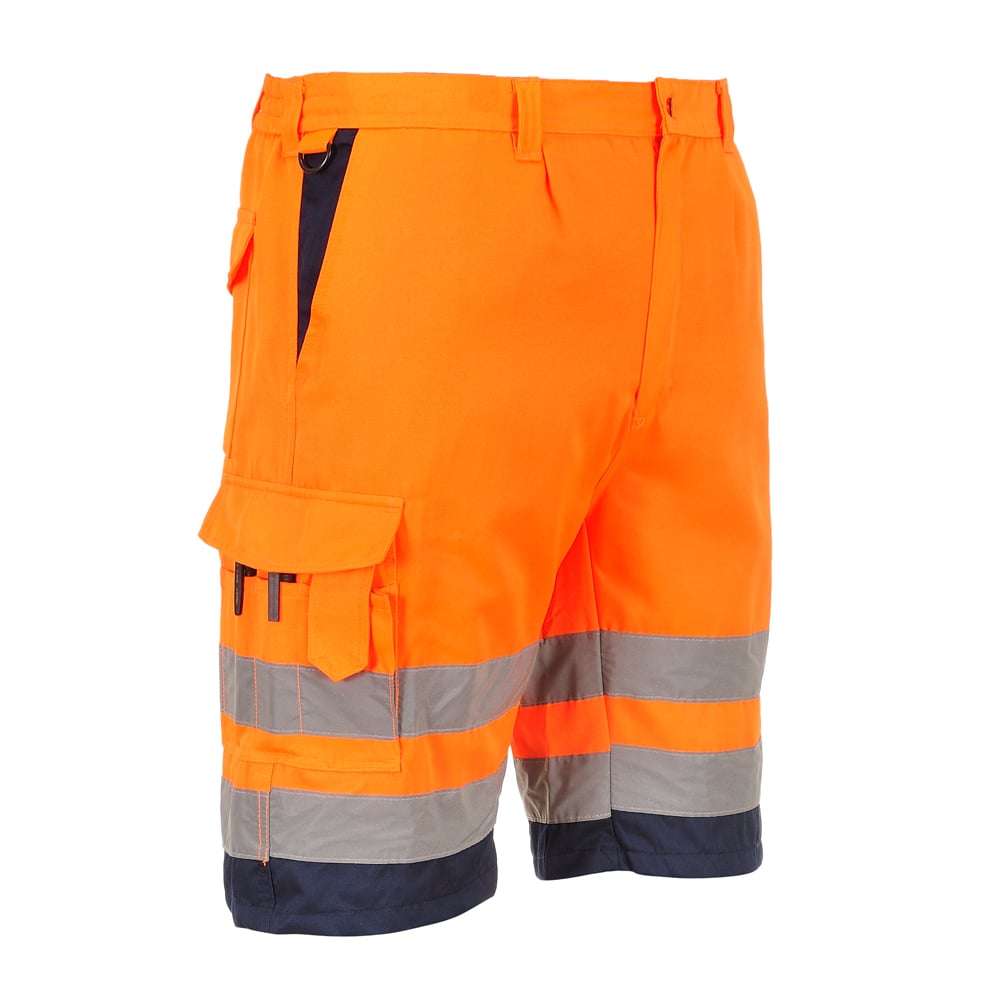 Portwest E043 Series Hi Vis Poly-Cotton Shorts with Contrast Panel