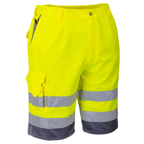 Portwest E043 Series Hi Vis Poly-Cotton Shorts with Contrast Panel