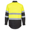 Portwest E066 Two Tone Hi Vis Long Sleeve Shirt with Vented Back Yoke