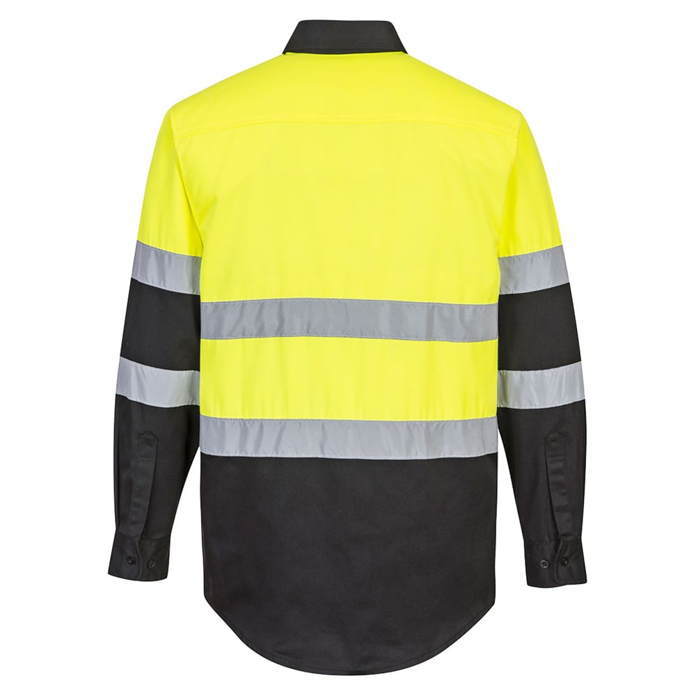 Portwest E066 Two Tone Hi Vis Long Sleeve Shirt with Vented Back Yoke